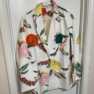 Double Breasted Lemon Print Blazer